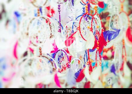 Vietnam's traditional souvenirs are sold in shop at Hanoi's Old Quarter. Vietnam. Selective focus. Stock Photo