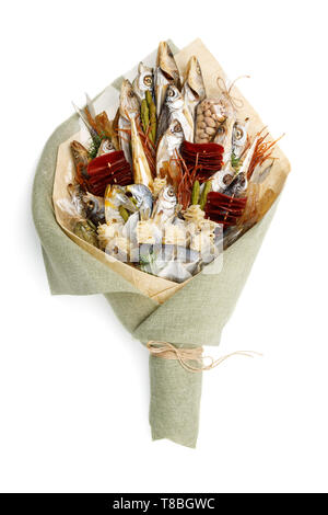 Bouquet made from fish. Gift for a man. Dried fish. Snack with beer Stock  Photo - Alamy