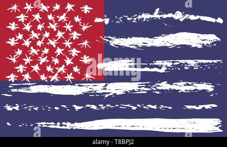 Usa Flag Grunge Brush Background. Old Brush Flag Vector Illustration 