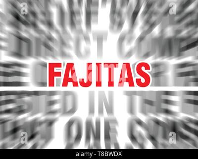 blurred text with focus on fajitas Stock Vector