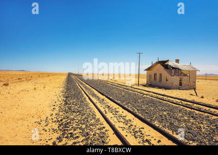 Abandoned Garub Railway Station in Namibia located on the road to Luderitz Stock Photo
