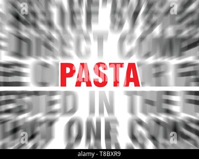 blurred text with focus on pasta Stock Vector