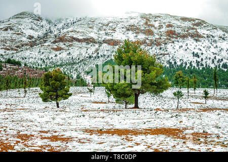 Beautiful winter panorama of mountains BOUIBLANE - MOROCCO, beautiful nature among the mountains Stock Photo