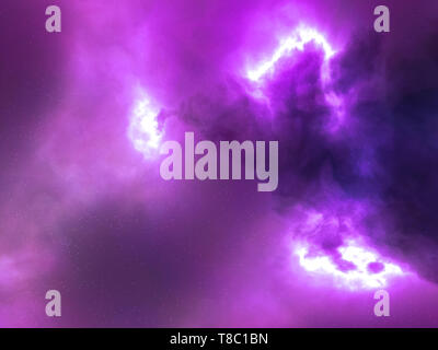 pink and purple nebula space stars sky CG illustration background Stock Photo