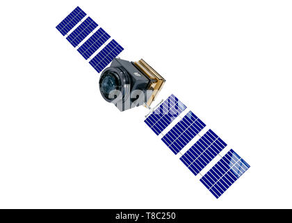 artificial satellite concept 3D rendering isolated on white Stock Photo