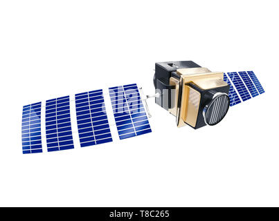 artificial satellite concept 3D rendering isolated on white Stock Photo