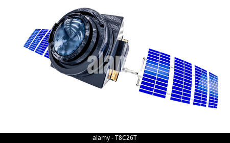 artificial satellite concept 3D rendering isolated on white Stock Photo
