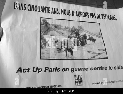 Paris, France, Act Up Paris, Association AIDS, Activism, Vintage Poster with Slogan, protest art, act up poster art, aids prevention poster Stock Photo