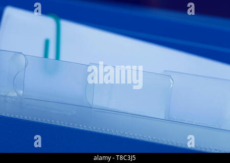 Blue folders close up Stock Photo