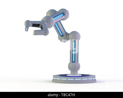 Plastic model of industrial robotics arm Robot manipulator. 3D rendering Stock Photo