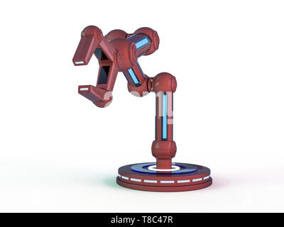 Plastic model of industrial red robotics arm Robot manipulator. 3D rendering Stock Photo