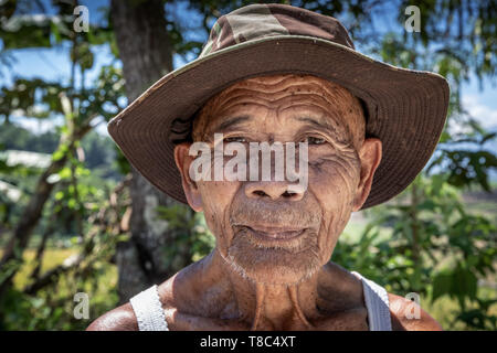 Portrait of an Indonesian rice farmer, Central Java, Indonesia Stock Photo