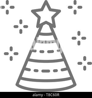 Birthday hat, cone, party decoration line icon. Stock Vector