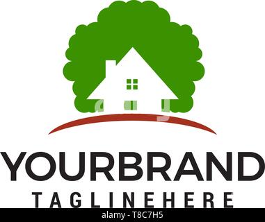 eco house logo design concept template vector Stock Vector