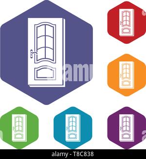 Vertical door icons vector hexahedron Stock Vector