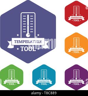 Temperature tool icons vector hexahedron Stock Vector