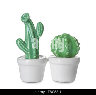 Decorative cacti on white background Stock Photo