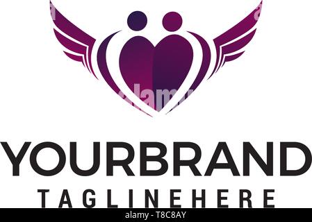 family love wing logo design concept template vector Stock Vector