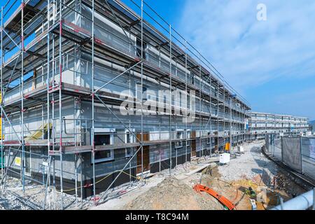 Construction of residential houses with prefabricated concrete slabs, concrete construction, Middle Franconia, Bavaria, Germany Stock Photo
