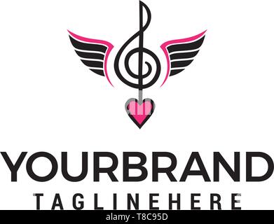 note Music logo design concept template vector Stock Vector