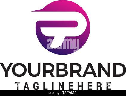 letter p sphere logo design concept template vector Stock Vector