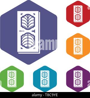 Door decoration icons vector hexahedron Stock Vector