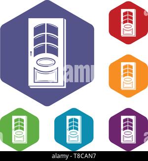Enter door icons vector hexahedron Stock Vector