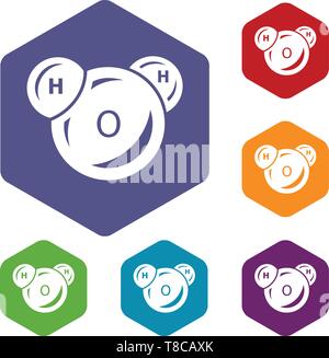 Water molecule icons vector hexahedron Stock Vector