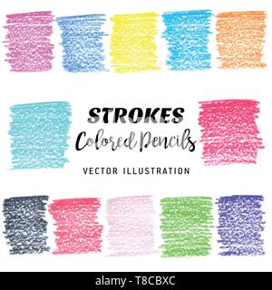 Set of Hand Drawn Flat Grunge Stains markers on White Background. Vector Illustration Stock Vector