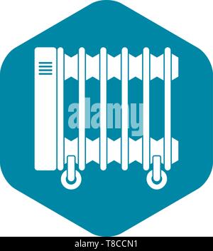 Oil electric heater on wheels icon, simple style Stock Vector