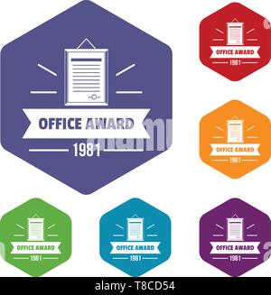 Award office icons vector hexahedron Stock Vector