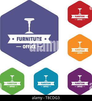 Chair office icons vector hexahedron Stock Vector