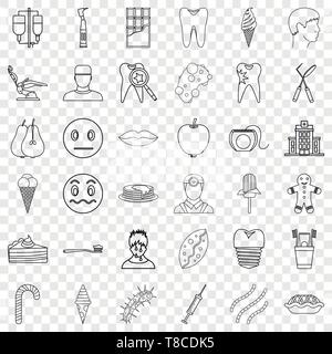 Implant icons set, outline style Stock Vector
