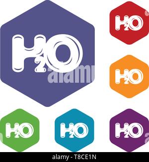 Water formula icons vector hexahedron Stock Vector
