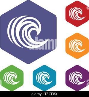 Water wave icons vector hexahedron Stock Vector