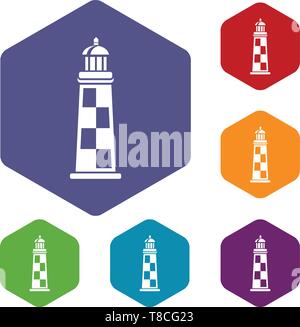 Brick lighthouse icons vector hexahedron Stock Vector