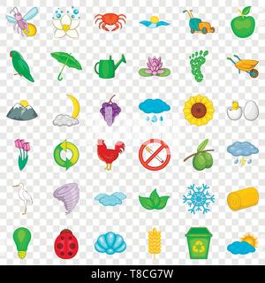 Eco icons set, cartoon style Stock Vector