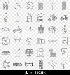 House icons set, outline style Stock Vector