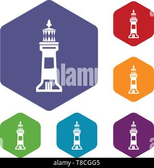 Stone beacon icons vector hexahedron Stock Vector