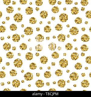 Gold circles seamless pattern on white background. Stock Vector