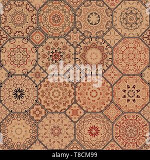 Set of octagonal and square ornaments. Decorative and design elements for textile, book covers, manufacturing, print, gift wrap. Vector illustration.  Stock Vector
