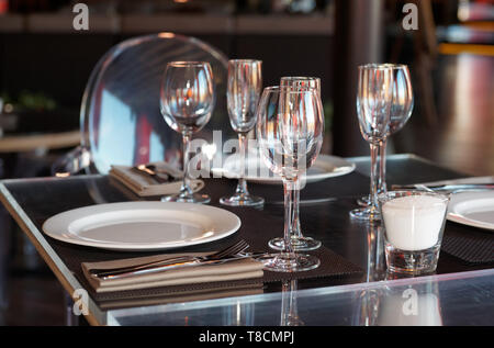 Table setting in a restaurant Stock Photo