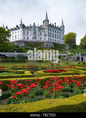 View of Dunrobin Castle and gardens on the North Coast 500 scenic driving route in northern Scotland, UK Stock Photo