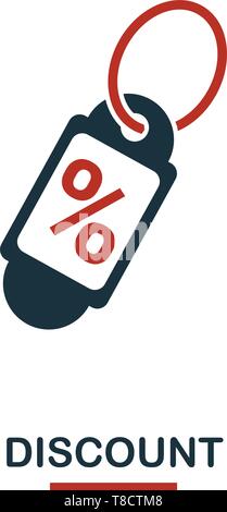 Discount icon in two colors. Creative black and red design from e-commerce icons collection. Pixel perfect simple discount icon for web design, apps,  Stock Vector