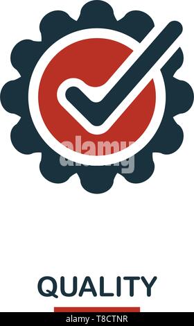 Quality icon in two colors. Creative black and red design from e-commerce icons collection. Pixel perfect simple quality icon for web design, apps, so Stock Vector
