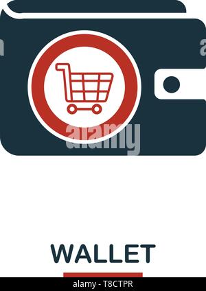 Wallet icon in two colors. Creative black and red design from e-commerce icons collection. Pixel perfect simple wallet icon for web design, apps, soft Stock Vector