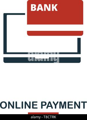 Online Payment icon in two colors. Creative black and red design from e-commerce icons collection. Pixel perfect simple online payment icon for web de Stock Vector