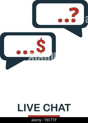Live Chat icon in two colors. Creative black and red design from e-commerce icons collection. Pixel perfect simple live chat icon for web design, apps Stock Vector