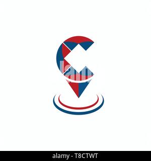 Letters, C, Letter C location logo Stock Vector