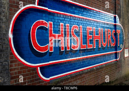 Mural on railway bridge at Chislehurst  station Stock Photo